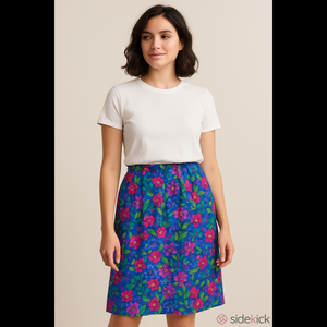 Silk Liz Claiborne Women's Floral Midi Skirt - Vibrant Blue Multicolor size 10
